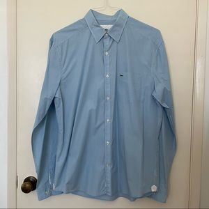 Lacoste mens slim tailored fit blue striped button down size 42